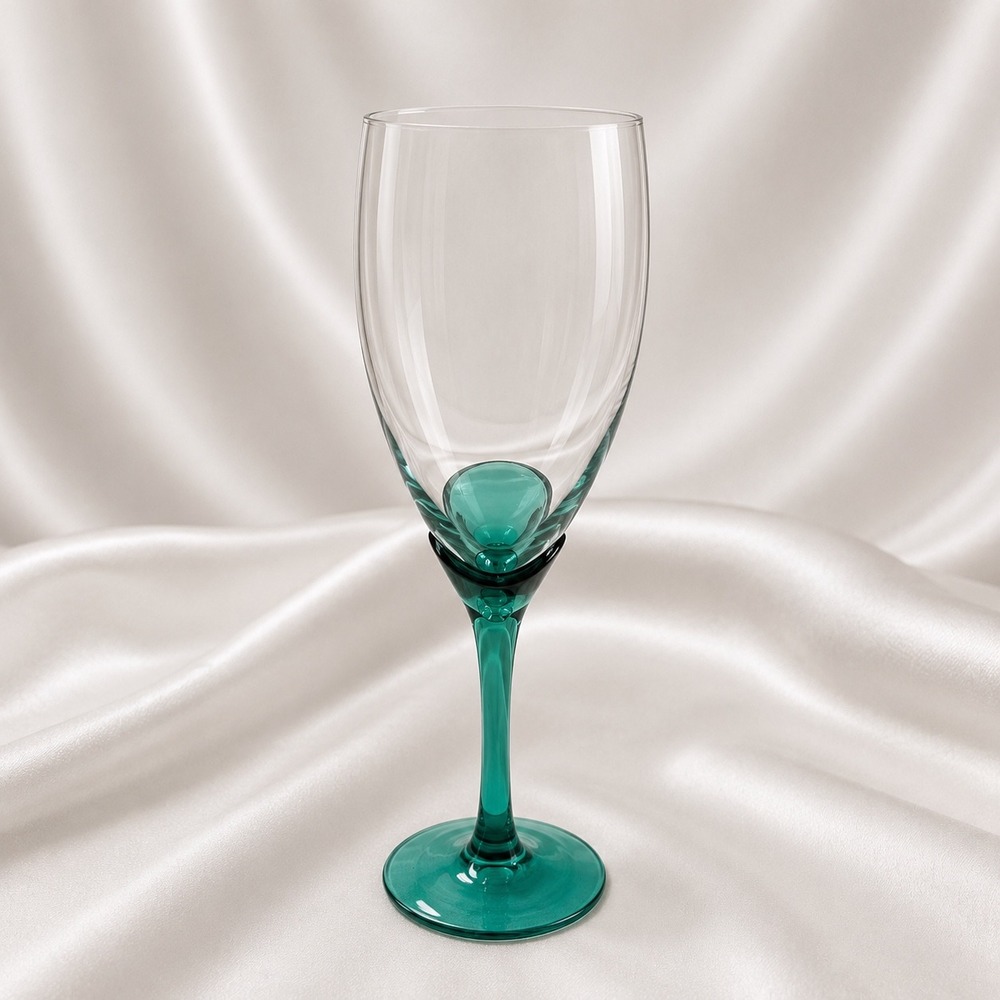 Libbey Domaine Juniper Green Champagne Flutes Set of 4 Green Stem 9.75 inch - Picture 2 of 16